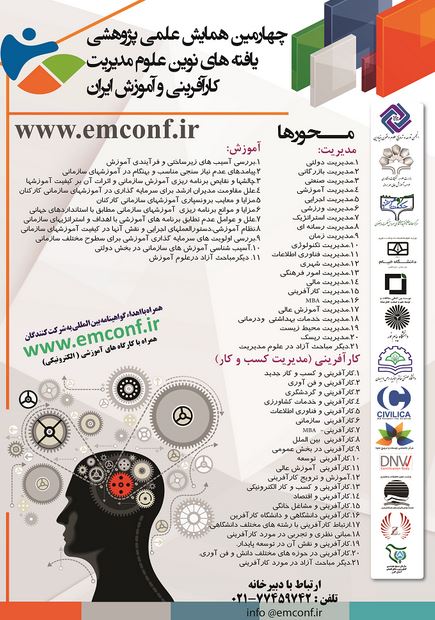 پوستر چهارمین همایش علمی پژوهشی یافته های نوین علوم مدیریت، کارآفرینی و آموزش ایران